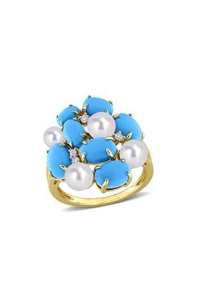 Delmar Cultured Freshwater Pearl & Created Turquoise Cluster Ring at Nordstrom Rack, Size 8