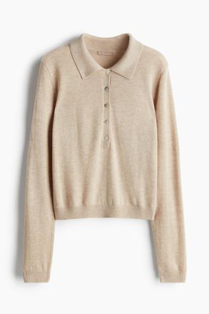 H&M Poloshirt aus Kaschmirmix - Hellbeigemeliert