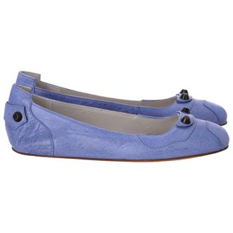 Balenciaga Pre-owned Womens Arena Ballet Flats in Blue Leather Leather (archived) - Size UK 3