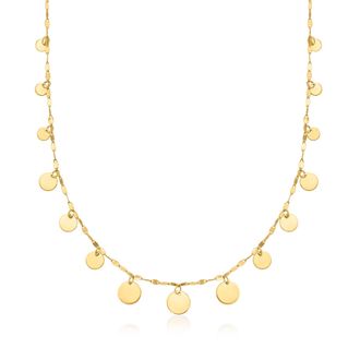 Canaria Canaria Italian 1.5mm 10kt Yellow Gold Graduated Circles Lumachina Chain Necklace