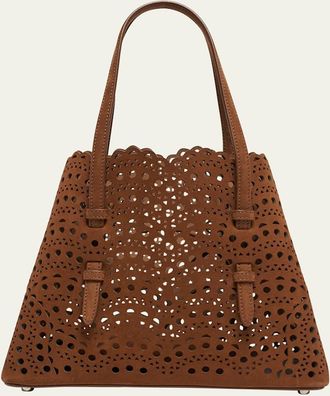 Alaia Mina 25 Tote Bag in Perforated Nubuck Leather