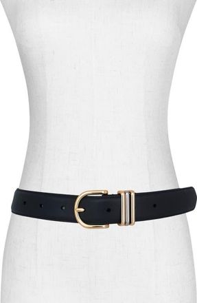 Favorite Daughter Triple Ring Leather Belt in Black/Polished Gold at Nordstrom, Size X-Small