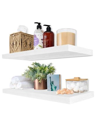 Sorbus Set Of 2 24In Solid Wood Floating Shelves