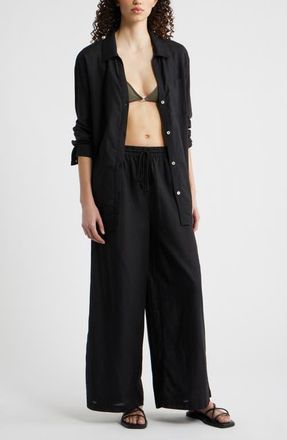 Nordstrom Flowy Cover-Up Pants in Black at Nordstrom, Size X-Small