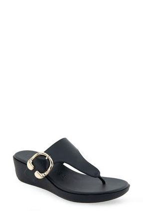 Aerosoles Izola Wedge Sandal in Black Pu at Nordstrom Rack, Size 5.5