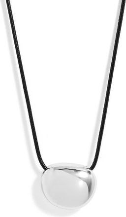 Nordstrom Polished Orb Cord Necklace in Black- Silver at Nordstrom