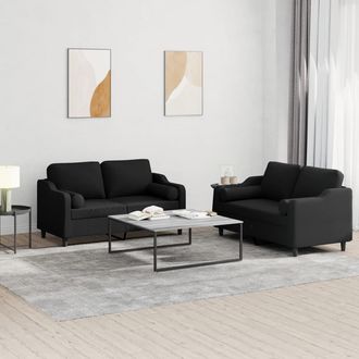 vidaXL Vidaxl - Juego De Sof&aacute;s Con Cojines 2 Piezas Tela Negro