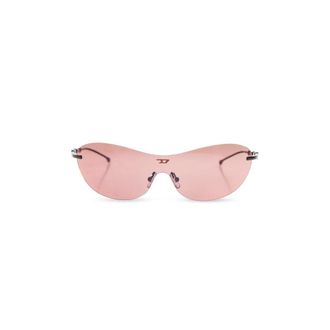 Diesel Iconic Oval Zonnebril - unisex - Zonnebrillen - Roze - 35 MM - Leer - Accessoires