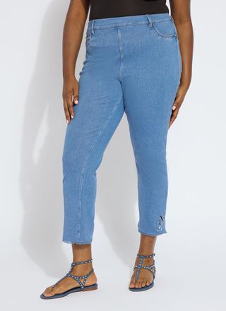 Lyss&eacute; Yori Eyelet Straight Leg Crop Denim (Curvy Size, 26 Inseam)