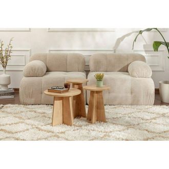 Dmora Dmora - Juego De 3 Mesas De Centro Amren, Mesa De Centro Baja, Revistero Para Sof&aacute;, Estante De La Sala De Estar, 43x43 H48 Cm, Roble