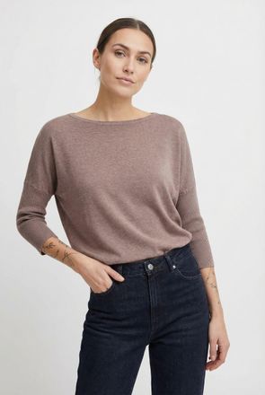 Saint Tropez Rundhalspullover SAINT TROPEZ A2561, MilaSZ R-Neck, Damen, Gr. XXL, antler melange, Strick, Obermaterial: 80% Viskose, 20% Polyacryl, meliert, bequem 