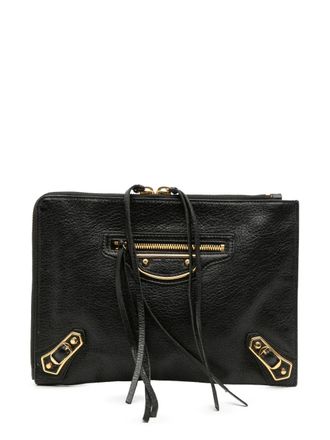 Balenciaga 2017 Chevre Motocross Metallic Edge clutch bag - women - Goat Skin - One Size - Black