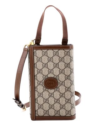 Gucci Interlocking G Patch Top Handle Convertible Wallet GG Coated Canvas satchel - women - Fabric - One Size - Brown