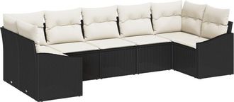 vidaXL Garden Sofa Set 7 pcs Black Poly rattan Vidaxl