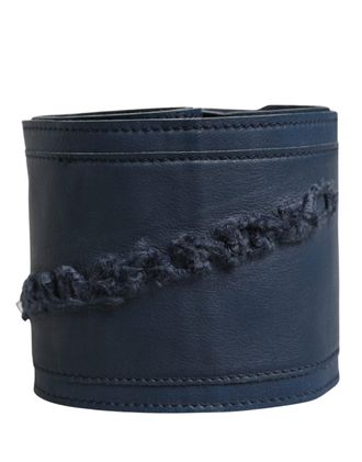 Ermanno Scervino Womens Leather Wide Waist Belt Blue