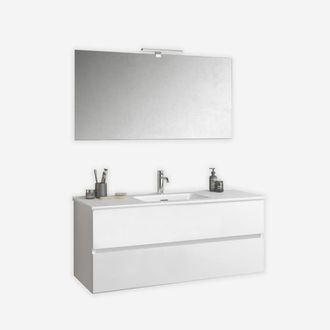 Aqa Mobile Bagno Sospeso Con Specchio E Lavabo Orizon 120 - Bianco