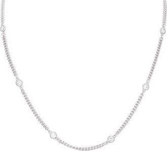 Seol + Gold Womens Sterling Silver CZ Bezel Curb Chain - One Size