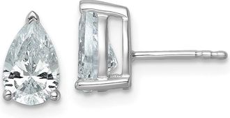 Diamond2Deal 14k White Gold 2 ct Pear Lab Grown Diamond Stud Earrings VS Clarity, G-H Color