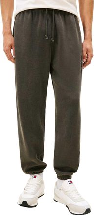 Tommy Jeans Joggingbroek voor heren van fleece met verticaal logo en relaxte pasvorm (Zwart)