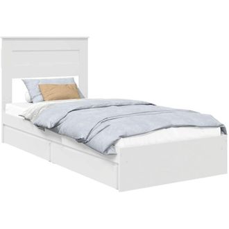 vidaXL Storage Bed with Headboard White 100 x 200 cm Engineered Wood vidaXL