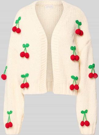 Apricot Oversized Strickjacke mit Zier-Applikationen in Ecru, Gr&ouml;&szlig;e L