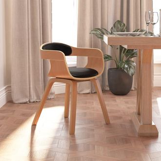 vidaXL Silla De Comedor De Cuero Sint&eacute;tico Y Madera Curvada Negro Vidaxl