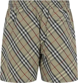 Burberry Checked Polyamide Swim Shorts - Green
