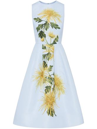 Oscar De La Renta Abito da cocktail Chrysanthemum Stripe - Blu