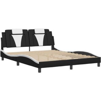 vidaXL Vidaxl - Estructura Cama Con Luces Led Cuero Pe Negro Blanco 160x200 Cm