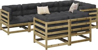 vidaXL Juego De Sof&aacute;s De Jard&iacute;n 7 Pzas Madera De Pino Impregnada Vidaxl