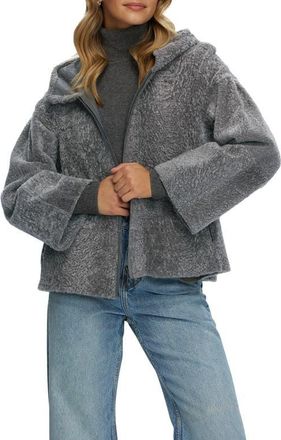 Gorski Genuine Shearling Zip Hooded Jacket, Rev in Gray at Nordstrom, Size X-Small