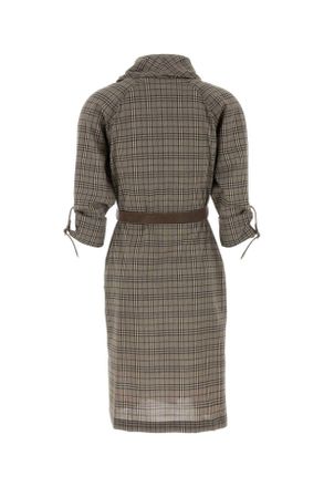 Burberry Womens Embroidered Stretch Wool Dress Linenbeigemolegry Elastane Abiti