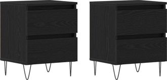 vidaXL Vidaxl - Bedside Cabinet 2 pcs Black oak 40 x 35 x 50 cm Engineered wood