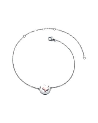 Genevive Silver CZ Lucky Star & Crescent Moon Charm Ankle Bracelet