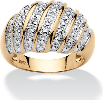 Palm Beach Jewelry Diamond Accent Dome Ring in 14k Gold-plated Sterling Silver