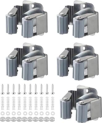 OEM Soporte De Pared De 6 Piezas Para Escobas Con Tornillos De Acero Inoxidable - Soporte Multifuncional Para Escobas De Cocina, Ba&ntilde;o, Jard&iacute;n Y Garaje