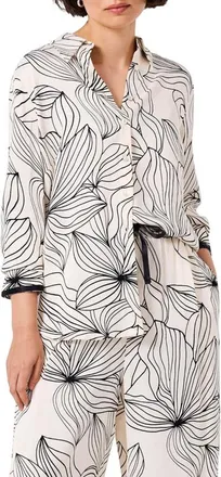 Mint Velvet Floral Print Satin Shirt in Cream at Nordstrom, Size X-Small