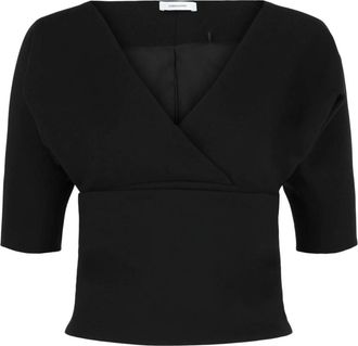 Ferragamo Womens Layered Wool-Blend Blouse In Black