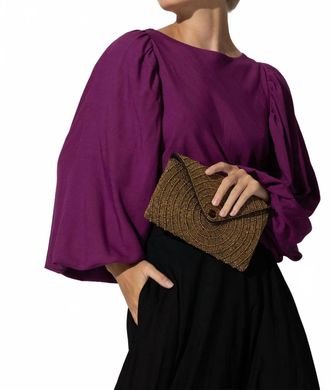 Lusana Heidi Long Sleeve Blouse In Berry