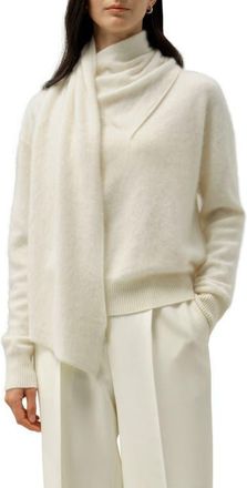 LilySilk Draped Scarf Brushed Cashmere Sweater in White at Nordstrom, Size Medium