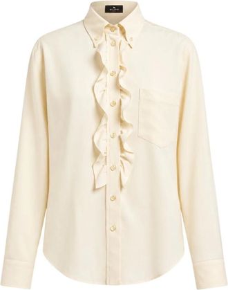 Etro Camicia Jacquard con Volant - - Blouses & Shirts - Donna - Bianco - M