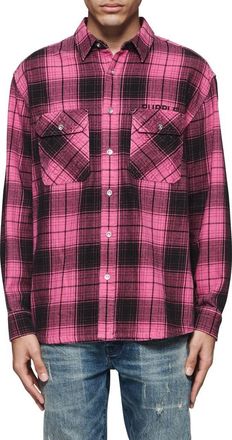 Purple Plaid Cotton Button-Up Shirt in Pink at Nordstrom Rack, Size X-Small