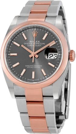 Rolex Datejust 36 Dark Rhodium Dial Mens Steel and 18k Everose Gold Oyster Watch 126201DRSO