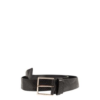 Max Mara Accessoires, unisex, Zwart, L, Leer, Gevlochten leren riem