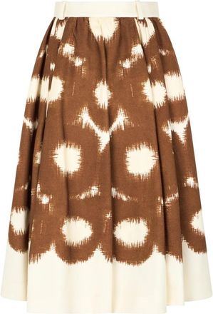 Prada Midi Katoenen Rok - Dames - Midirokken - Veelkleurig - M - Katoen - Rokken