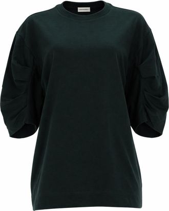 Dries Van Noten Cotton Voluminous Ruched Short Sleeve T-Shirt