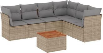 vidaXL Vidaxl - Set Sof&aacute;s De Jard&iacute;n 7 Piezas Y Cojines Rat&aacute;n Sint&eacute;tico Beige