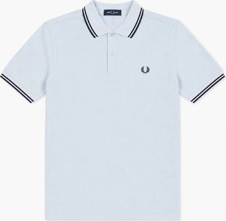 Fred Perry Mens Fred Perry Twin Tipped Polo Shirt Light Ice/Anchor Grey/Anchor Grey - Blue - Size: 44