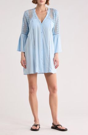Boho Me Lace Crochet Tunic Coverup in Blue at Nordstrom Rack, Size X-Large