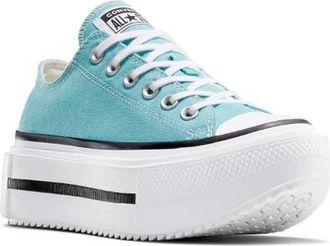 Converse Gender Inclusive Chuck Taylor All Star Lift Double Stack Low Top Platform Sneaker in Deja Blue/Black/White at Nordstrom, Size 10.5 Womens